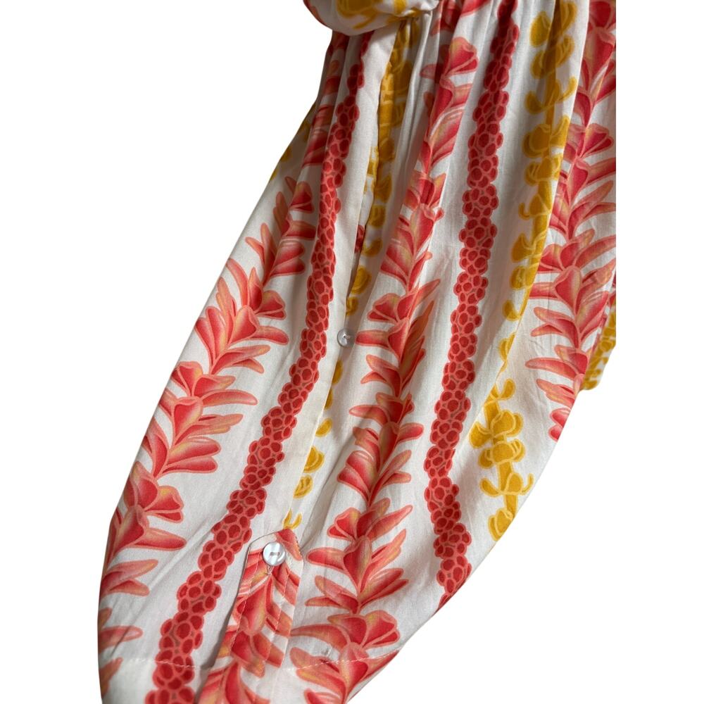 2B Desired Tropical Hawaiian Floral Print Romper Cover Up Pink Yellow White XL - Picture 6 of 10